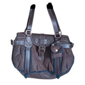 Longchamp Brown and Blue Satchel